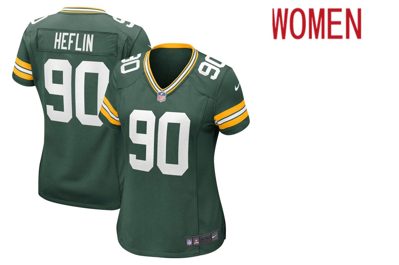 Women Green Bay Packers #90 Jack Heflin Green Nike Game NFL Jersey